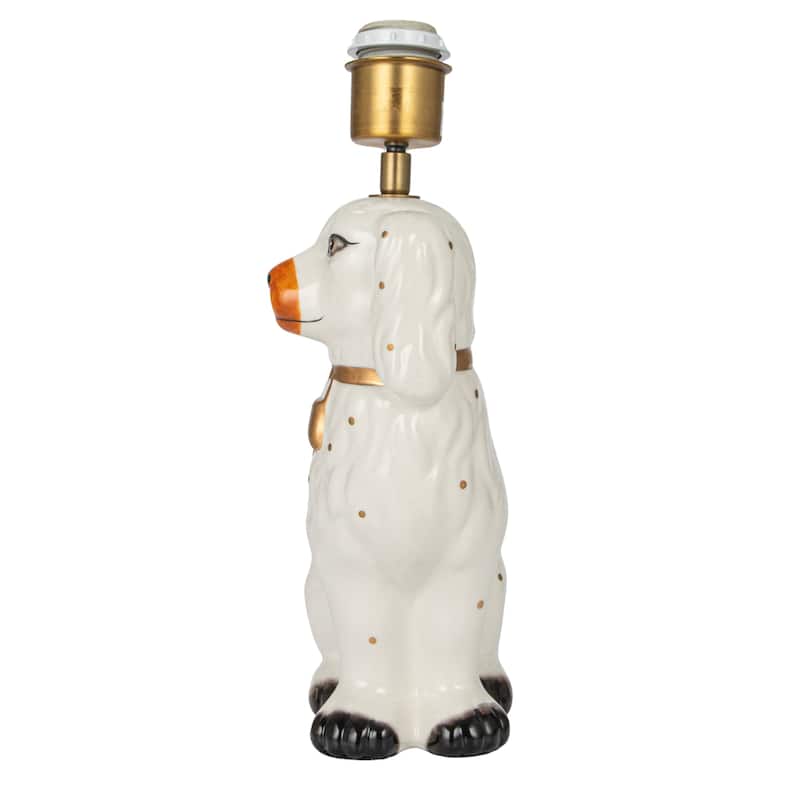 Ceramic Staffordshire Table Lamp with Pleated Fabric Shade - 13.0"L x 13.0"W x 18.5"H