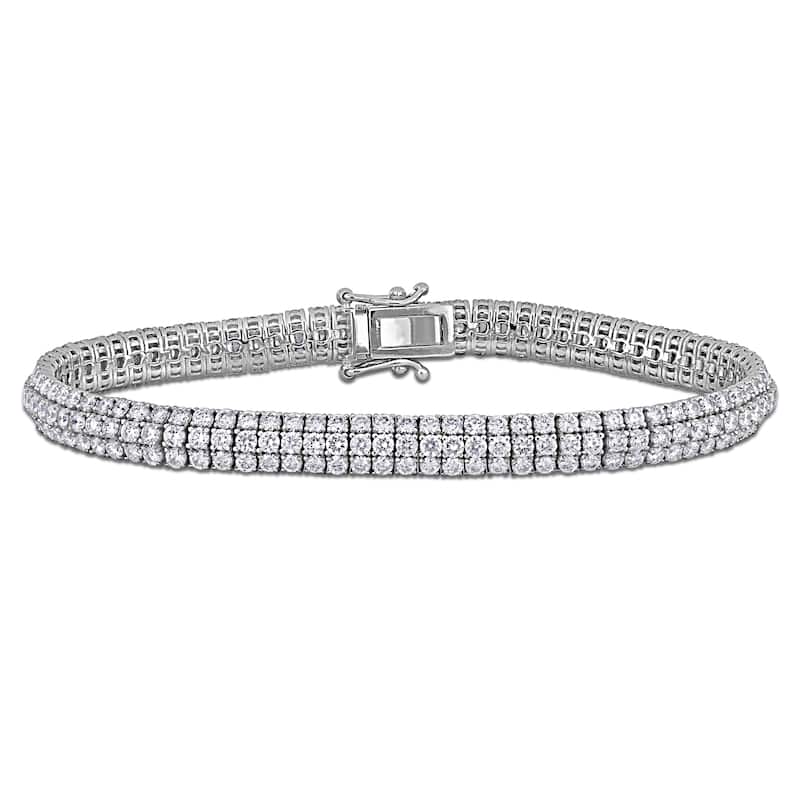Miadora 6 7/8ct TW Diamond Triple Row Tennis Bracelet in 14k White Gold - 7 in