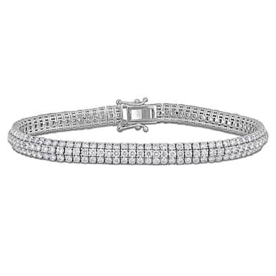 Miadora 6 7/8ct TW Diamond Triple Row Tennis Bracelet in 14k White Gold - 7 in