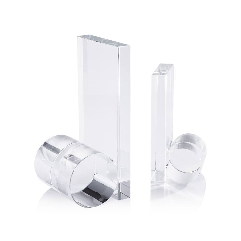 Carmac Rolled Crystal Glass Bookends, Set of 2
