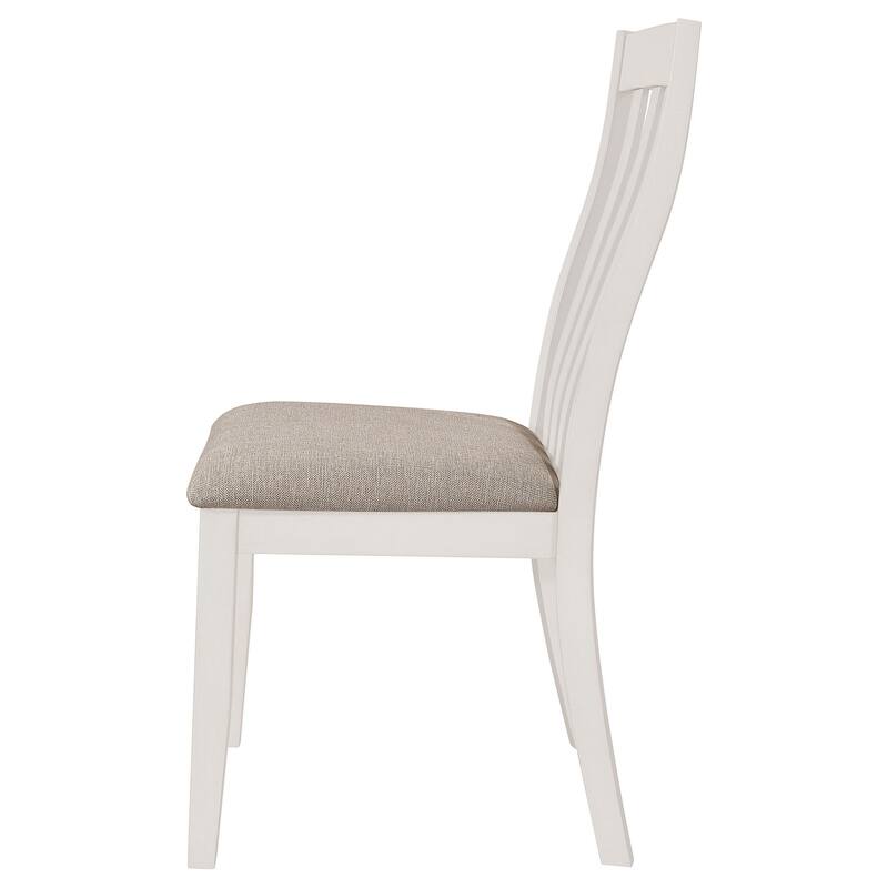 Ane 20 Inch Dining Side Chair Set of 2, Farmhouse, Slatted Back, White Wood