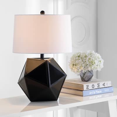 SAFAVIEH Lighting 23-inch Brycin Modern Geometric Black Table Lamp (Set of 2) - 16"x16"x23"
