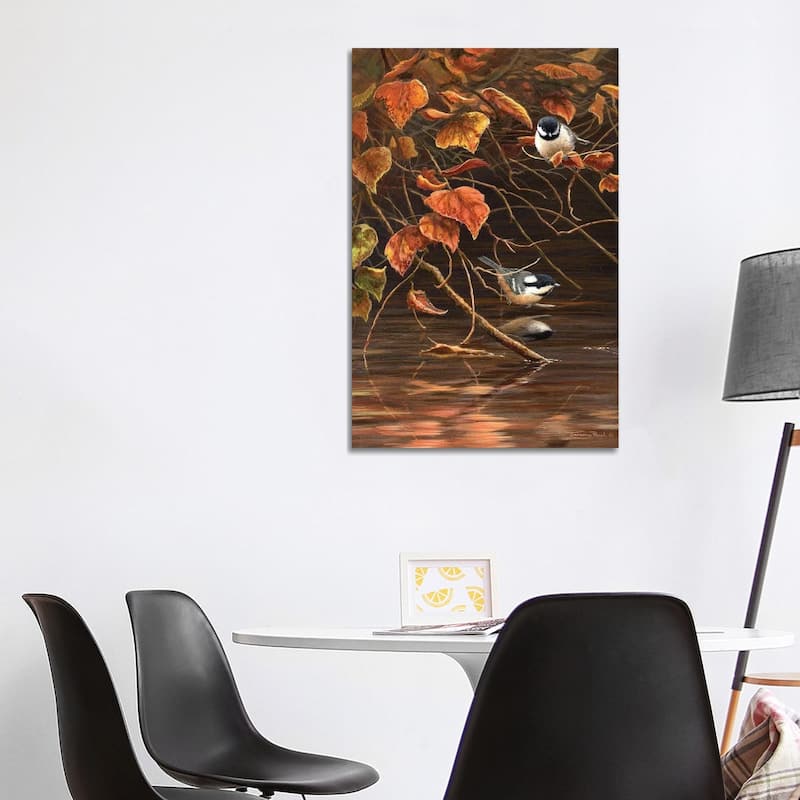 iCanvas "Autumn Leaves - Coal Tit" by Jeremy Paul Canvas Print - 40x26x1.5