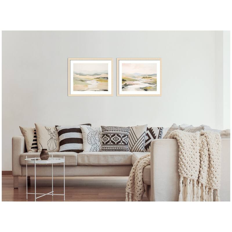 Kate and Laurel Tranquil Landscape No. 1 & No. 2 2 Piece Framed Wall Art Print Set by Amy Lighthall