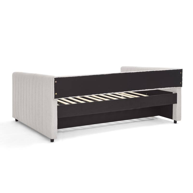 Full Size Daybed with Trundle Upholstered Sofa Bed