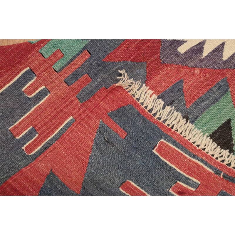 Hand Woven Oriental 100% Wool Carpet Southwestern Tribal Multi-Colored Kilim Area Rug - 10' 0'' X 5' 3''