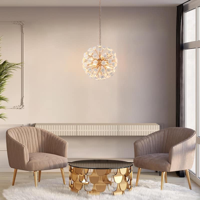 Modern Glam 6-Light Unique Globe Flower Chandelier Ambiance Ceramic Kitchen Island Pendant for Dining Room - D 18''