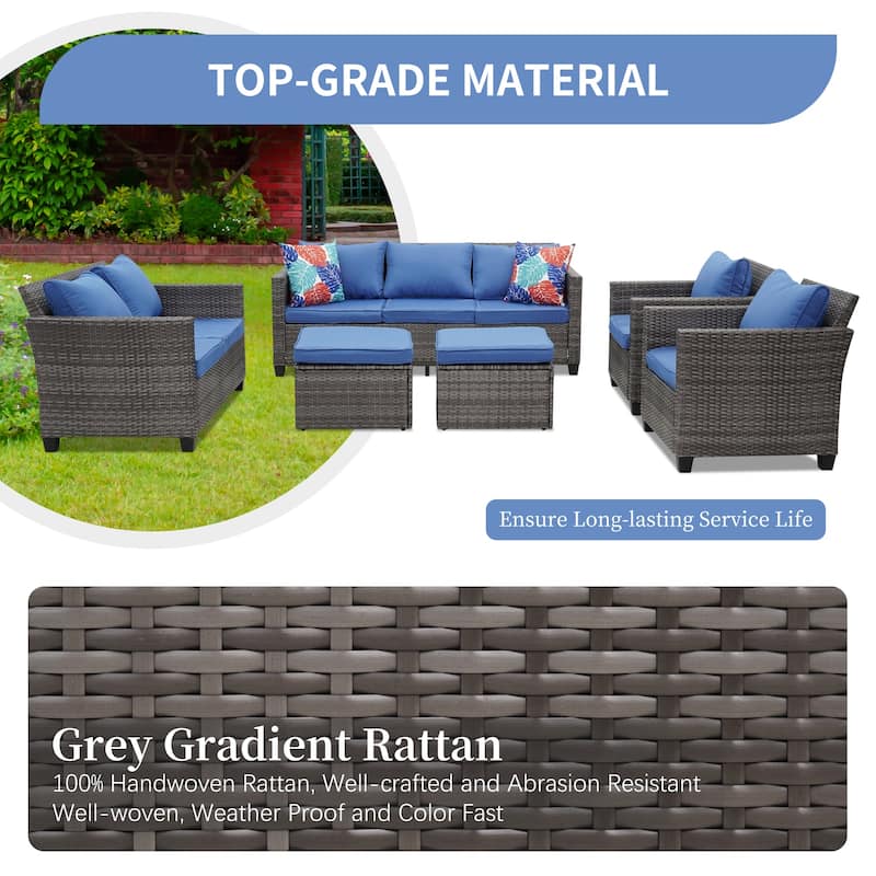 Ainfox Outdoor Patio Sofa Set Sectional Wicker Sofa Patio Furniture Rattan sofa