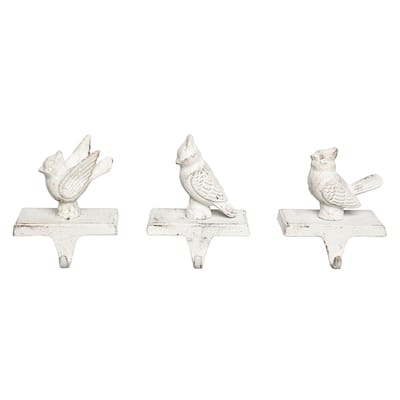 Transpac Iron Winter Bird Stocking Holder Set of 3 Christmas Home Decorations
