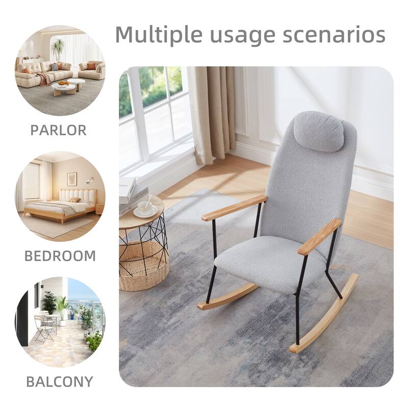 Technical Upholstered Glider Rocking Chair with High Backrest