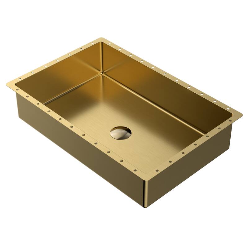 Karran Cinox Stainless Steel Rectangular Undermount Sink - Gold