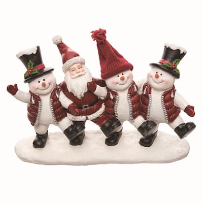 Transpac Resin Multicolor Christmas Dancing Snowman and Santa Decor