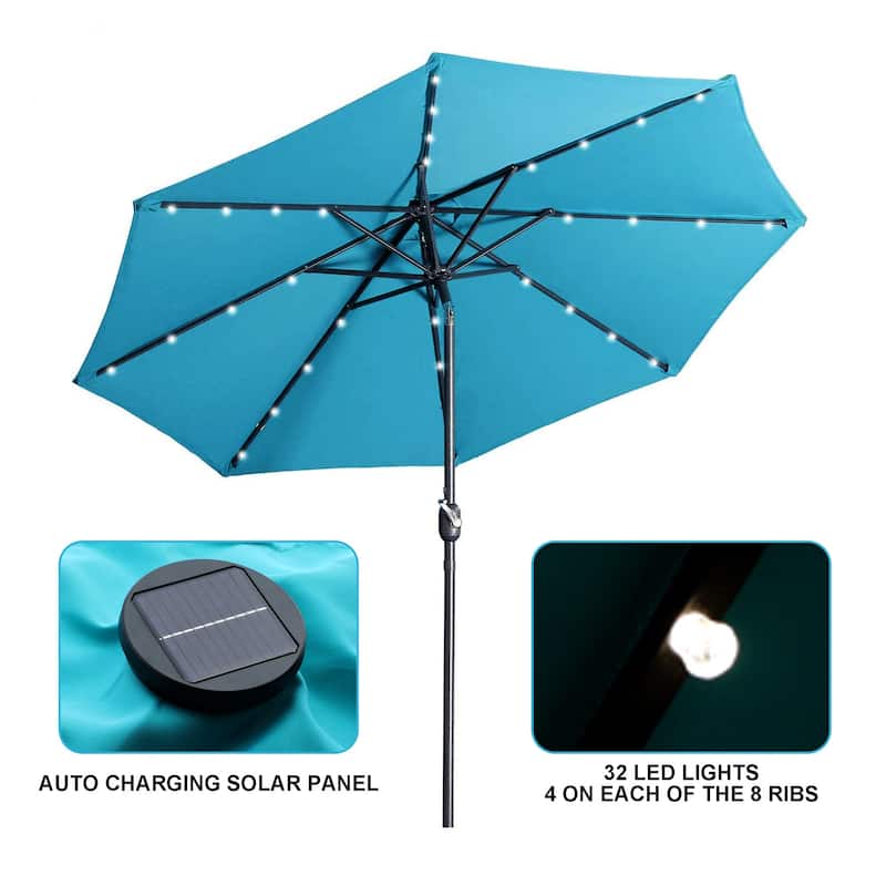 Clihome 9 Ft Aluminum Patio Market Umbrella with Tilt & Crank