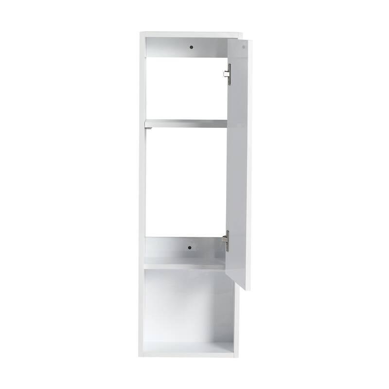 12" Bathroom Wall Cabinet, Soft Close Doors, Float Mounting Design,Glossy White