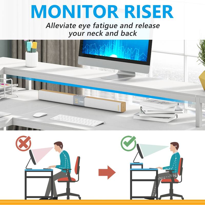 69" L Shaped Desk with Monitor Shelf, Reversible Corner Computer Desk for Office Home