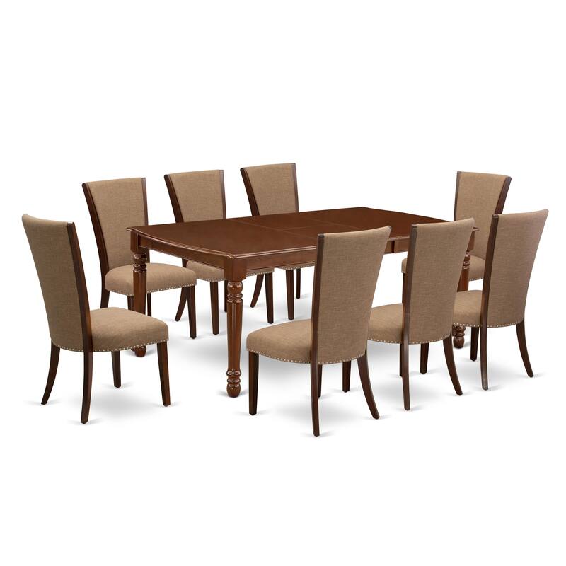 East West Furniture Dinette Set- a Rectangle Dining Table and Linen Fabric Dining Chairs, Linen White (Pieces & Finish Options)
