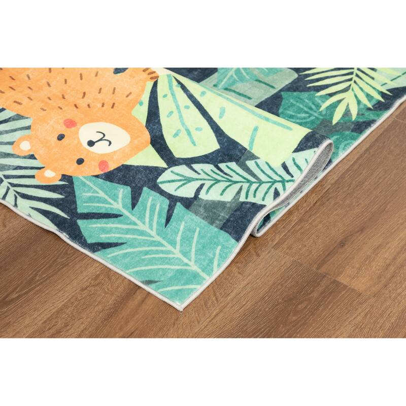 Kids Collection Explore the Jungle Trees & Animals Area Rug