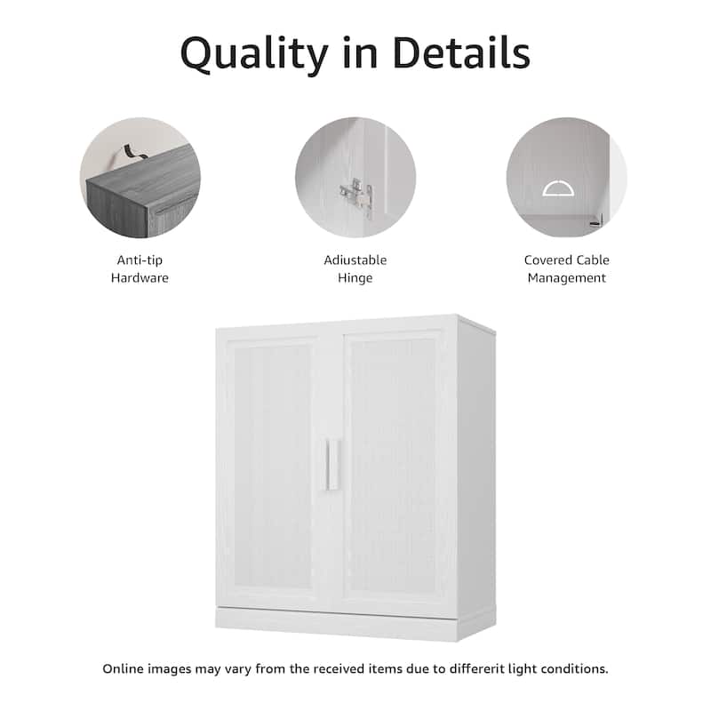 Modular Sideboard Cabinet with Storage Farmhouse Buffet Cabinet with Rattan Panels for Living Room Kitchen Dining Room Entryway