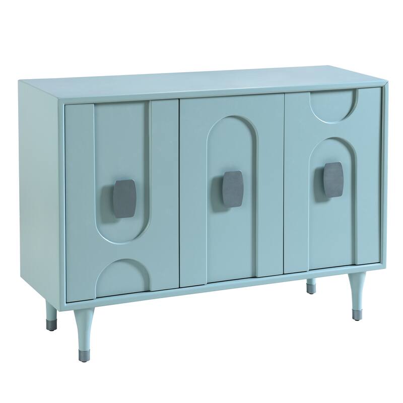 StyleCraft Modern Geo 3-Door Cabinet - Skye Blue - Skye Blue
