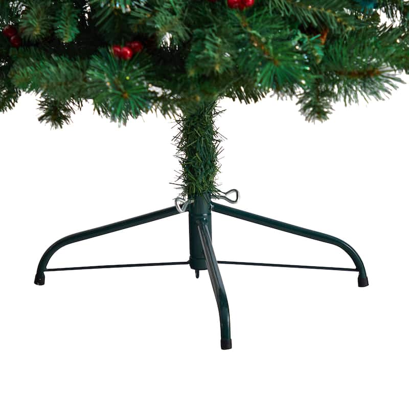 5’ Pre-Lit Flat Back Montreal Pine Artificial Christmas Wall Tree, Clear LED Lights - 5 Foot