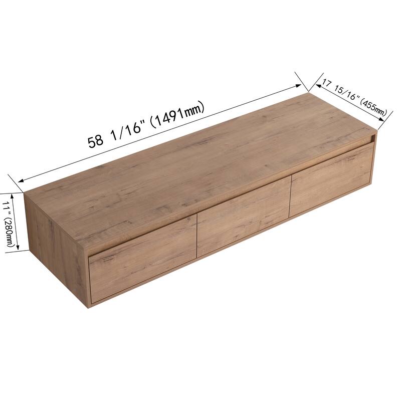 Beingnext 30"/60" Wall Mounted Bathroom Vanity with Sink, Floating Bathroom Vanity with Soft Close Drawer