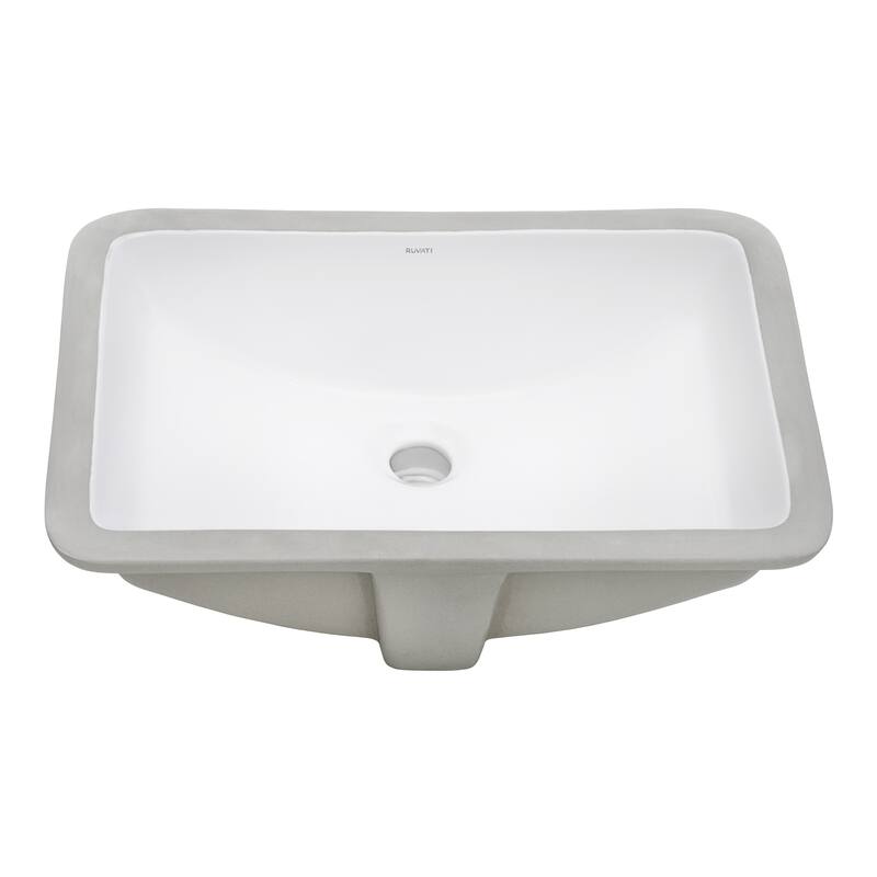 Ruvati 21 x 14 inch Undermount Bathroom Vanity Sink White Rectangular Porcelain Ceramic with Overflow - RVB0721