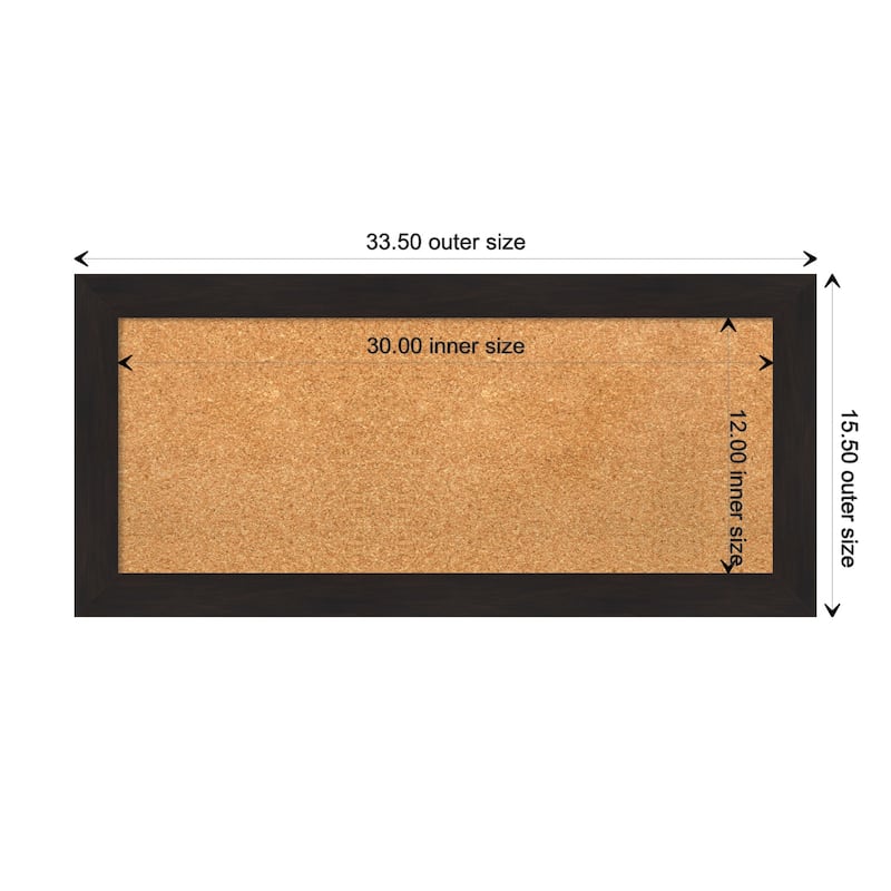 Furniture Espresso Narrow Framed Cork Bulletin Memo Board