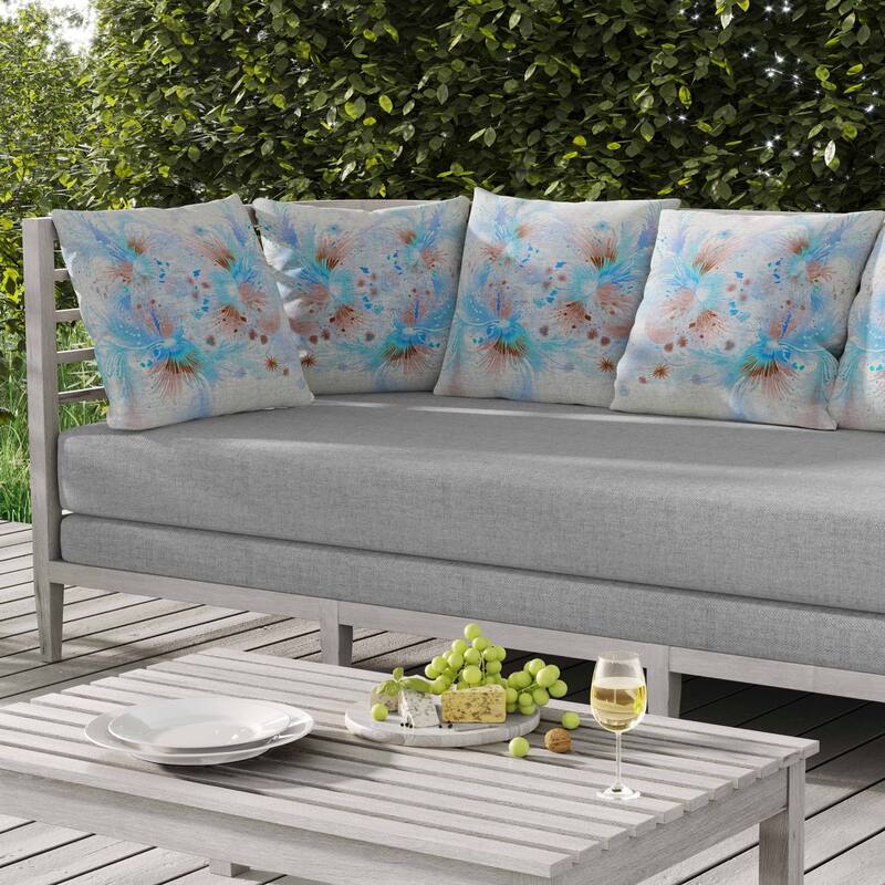 Vibrant Brushstrokes Indoor/Outdoor Reversible Throw Pillow Blue and Brown
