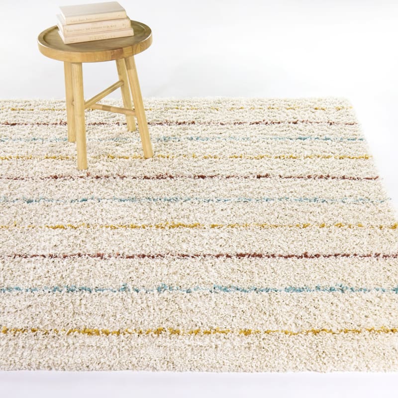 Patricia Striped Shag Area Rug - 5'3" x 7' - Multicolor - Rectangle