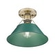 preview thumbnail 2 of 1, Yep by Golden Lighting Orwell 1-light Flush Mount in Aged Brass and Pine Green shade