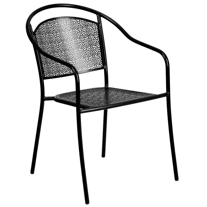 28'' Square Indoor-Outdoor Steel Patio Table Set with 4 Round Back Chairs