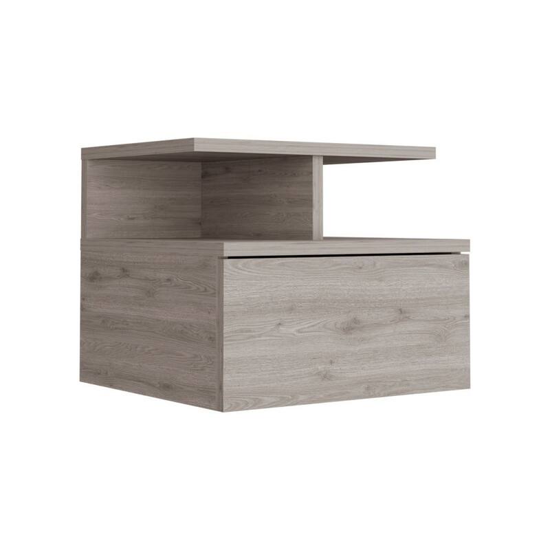 Adele Floating Nightstand with Open Shelf, Drawer, White