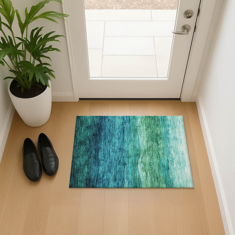 Premium Washable Super Soft Modern Ombre Mayfield Rug - Teal - 1'8" x 2'6"