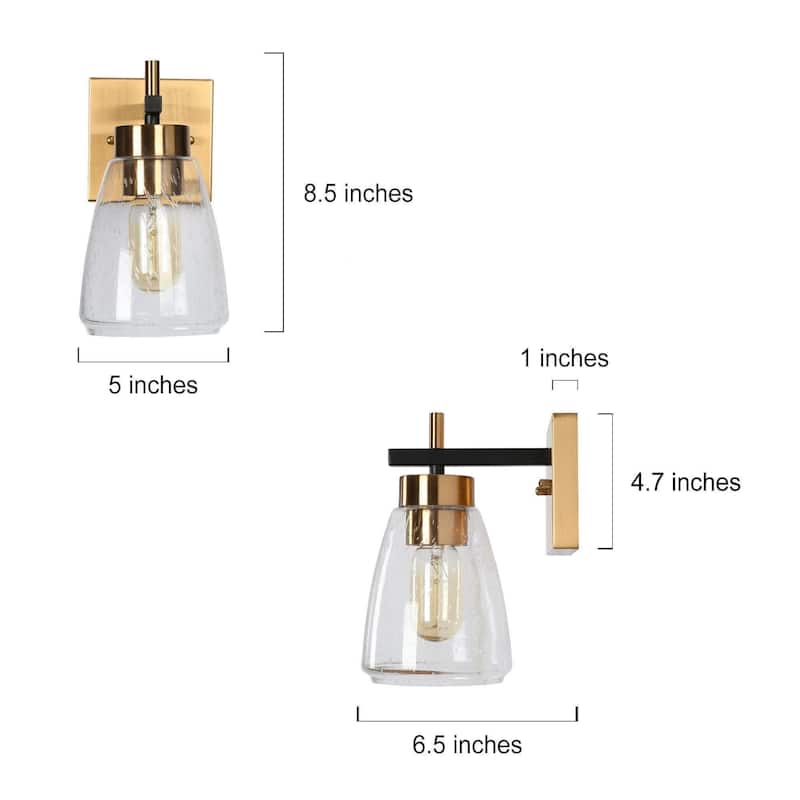 Modern Contemporary Wall Sconces Bathroom Vanity Lights with Seeded Glass - L 5.1" x W 6.7" x H 8.7"