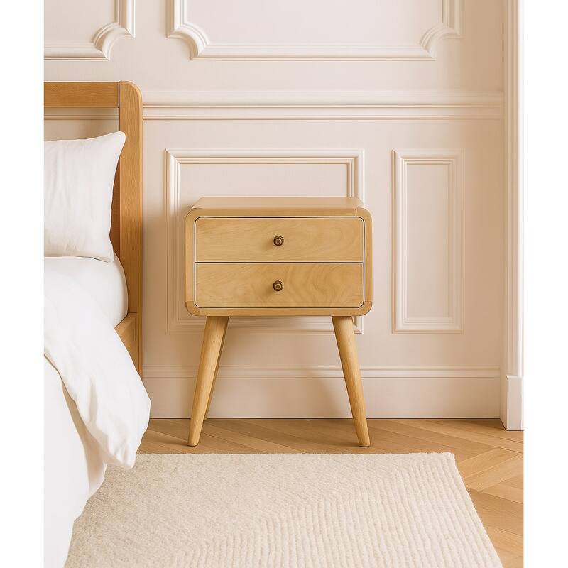 Solid Wood Curved Bedside