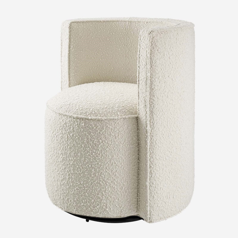 Kerman Sleek Modern Ivory Fabric Upholstered Swivel Accent Chair