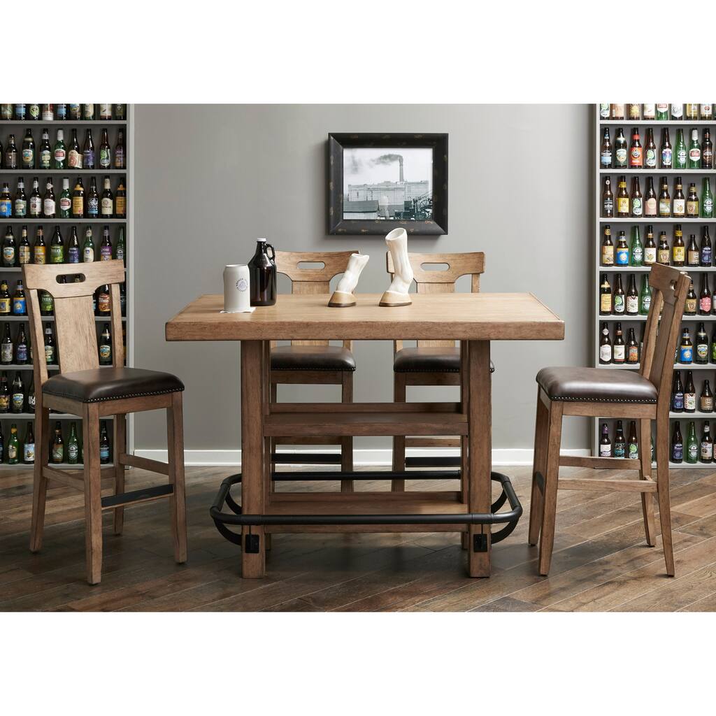 Distressed Blonde Finish Wood Storage Bar Table