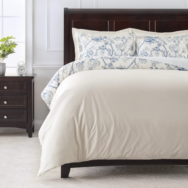 slide 2 of 5, Chanasya Reversible Microfiber Velvet Toile Peony Floral 5-Piece Duvet Cover Set