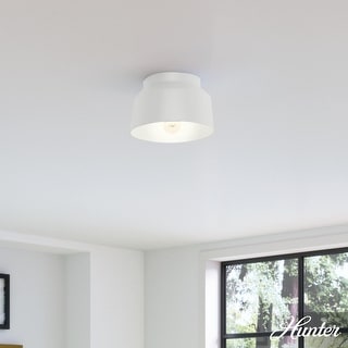 Hunter Cranbrook 1-Light Flush Mount Ceiling Light - Bathroom, Office, Hall, Kitchen - Mid-Century Modern - Damp Rated!