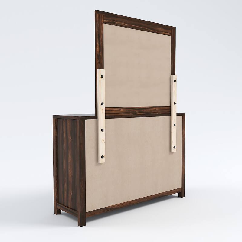 Lome Rustic Brown Wood 6-Drawer 2-Piece Dresser and Mirror Set by Furniture of America