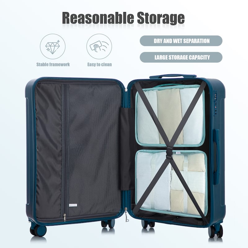 3PCS ABS Carry on Suitcase with TSA Combination Lock