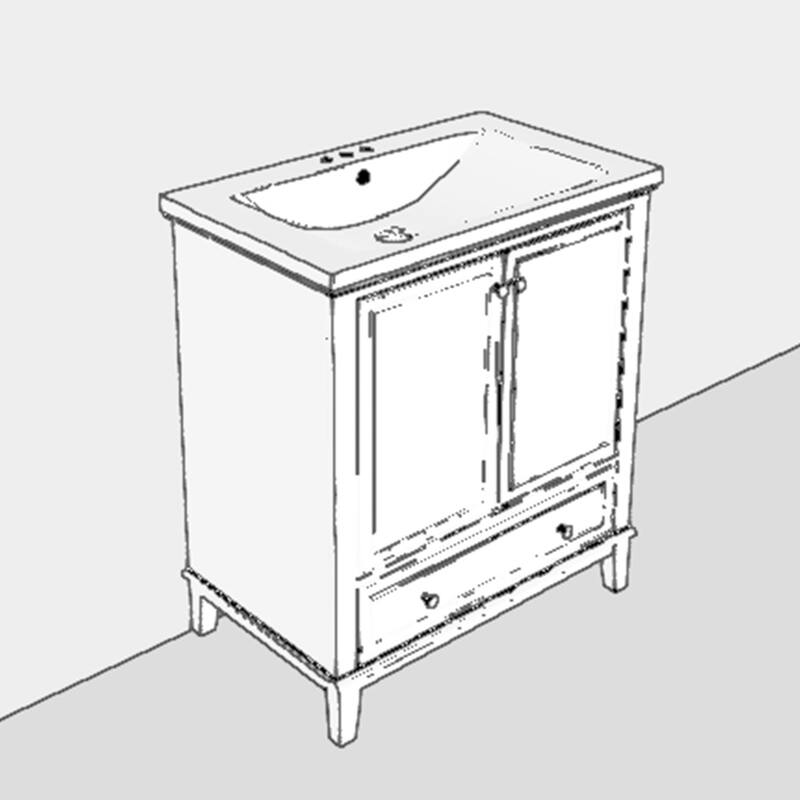 34.8" Tall Solid Wood with MDF 2-Door Freestanding in White with Basin - 30" x 18"
