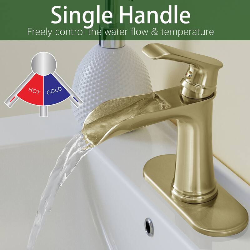 Topcraft Single Handle Waterfall Bathroom Faucet with Baseplate