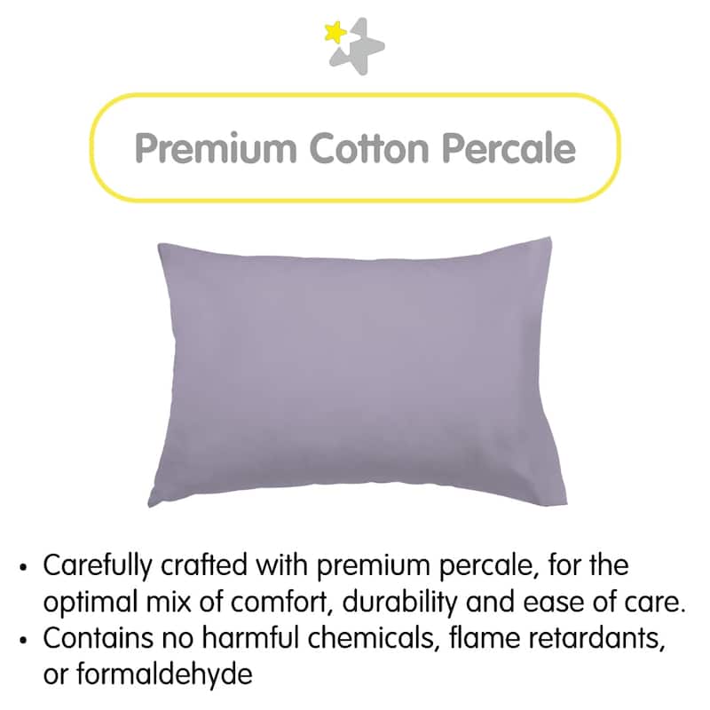 BreathableBaby Cotton Percale Pillowcase, For 13" x 18"/33 x 46 cm Toddler Pillow, Solids (2-Pack)