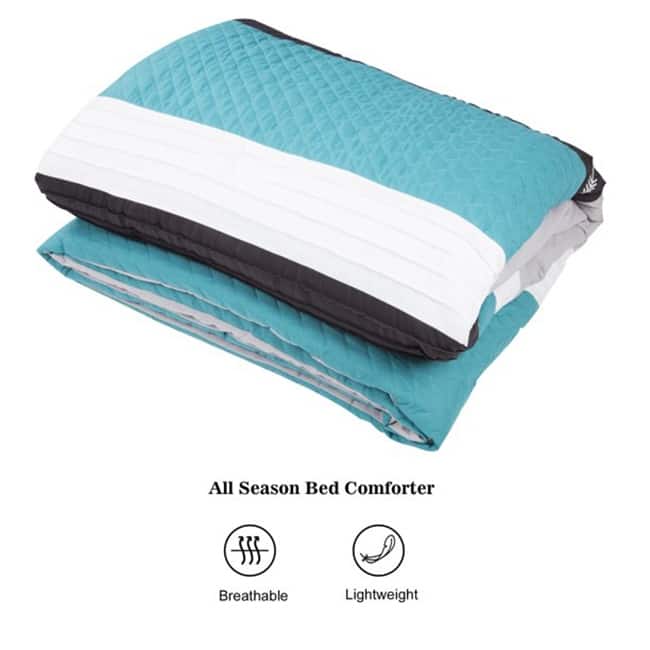 Shatex Bed In A Bag - 7 Piece Luxury Microfiber Striped Bedding Comforter Set - Oversized Bedroom Comforters