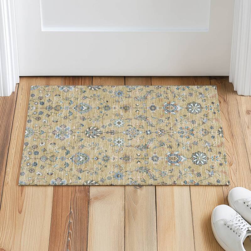 Machine Washable Indoor/ Outdoor Traditional Basalt Chantille Rug