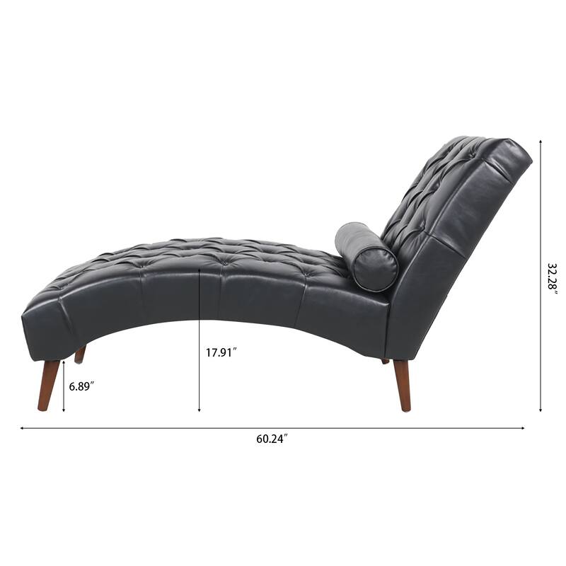 Christopher Knight Home - Arlo Upholstered Chaise Lounge with Rolling Pillow and Birch Legs