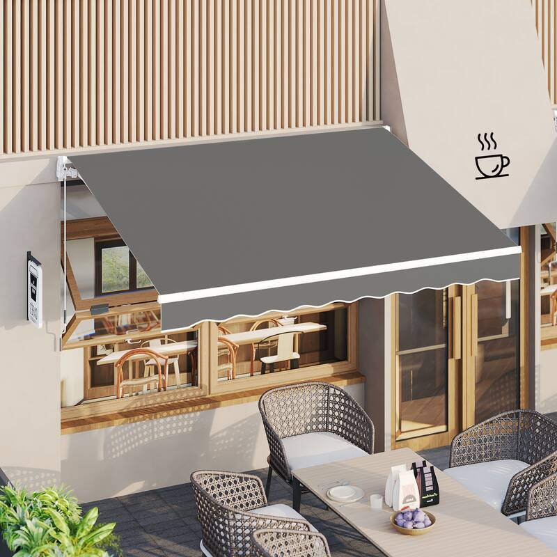 AECOJOY Manual Retractable Patio Awning Outdoor Sunshade Shelter (Cover Only)