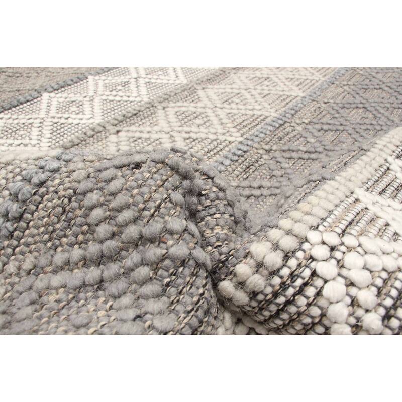 ECARPETGALLERY Braid weave Sienna Grey Wool Rug - 5'0 x 8'3