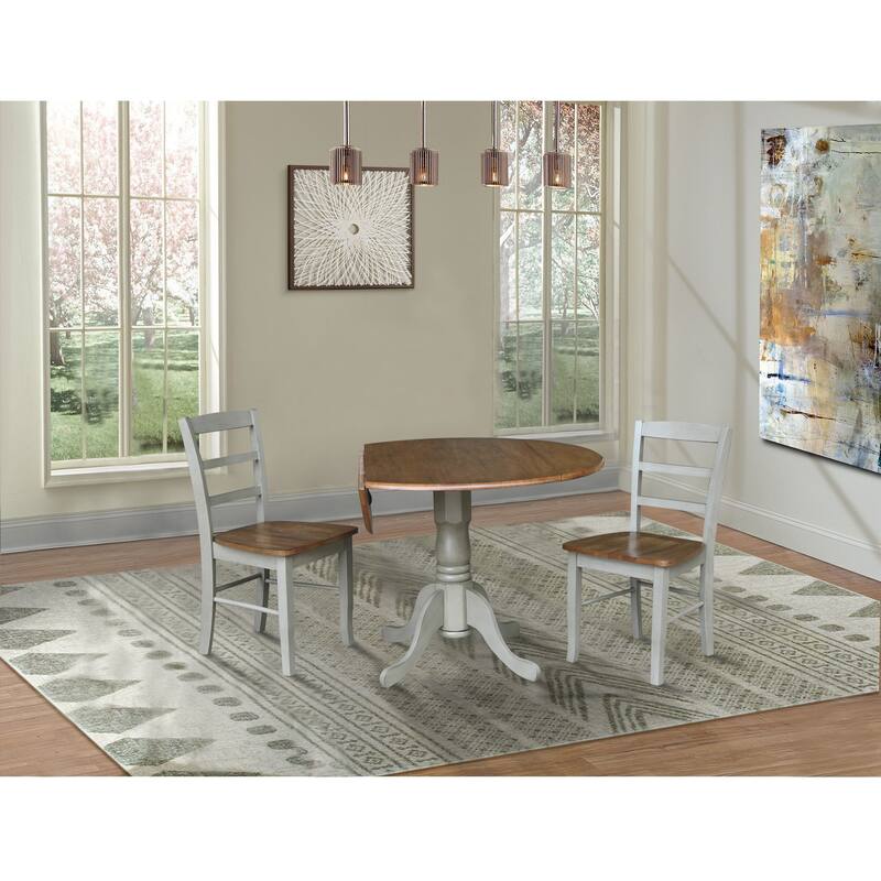 42" Dual Drop Leaf Pedestal Dining Table with Madrid Ladderback Chairs - Dining Set